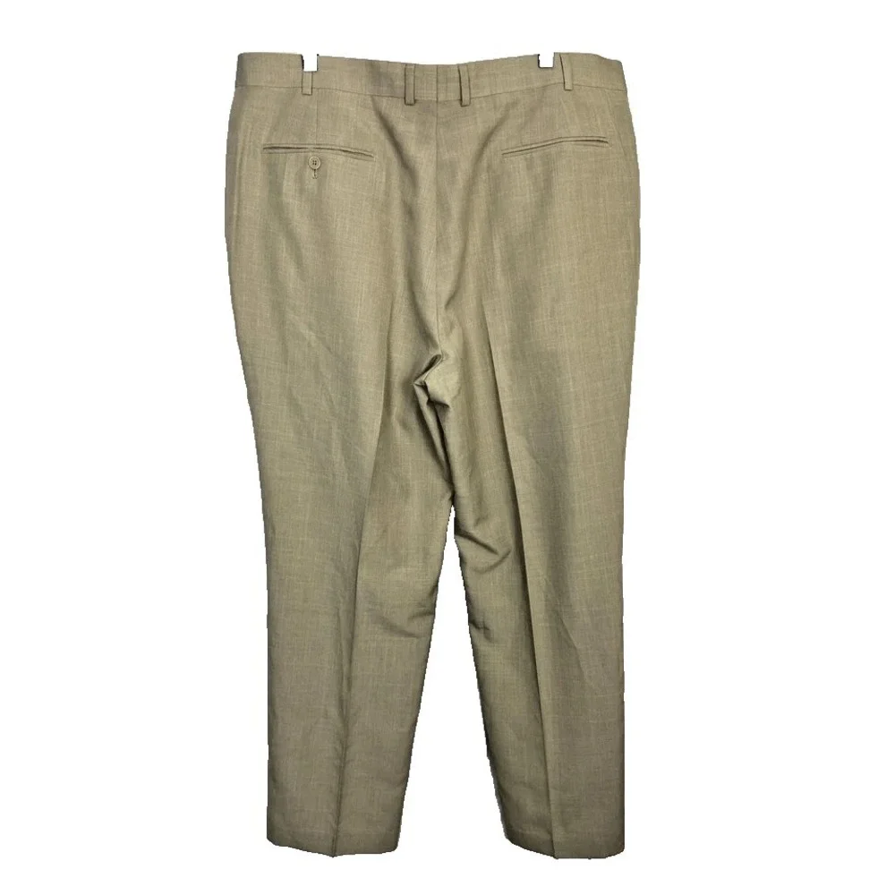 Stafford Essentials Pants Men 42x32 Beige Crosshatch Classic‎ Fit